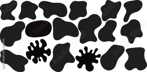 Organic amoeba blob shapes green color with vector illustration isolated on background. Irregular round blot form graphic element graphic flat style design fluid vector illustration set.