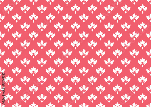 Flower geometric pattern. Seamless vector background. White and pink ornament