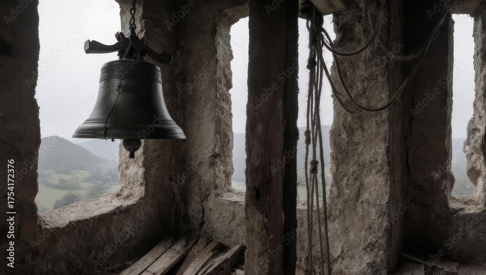 Obraz premium Ancient Bell Tower - A Glimpse into History and Tradition.