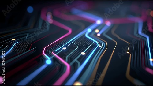 Exploring colorful circuit designs that showcase technology and innovation in digital landscapes