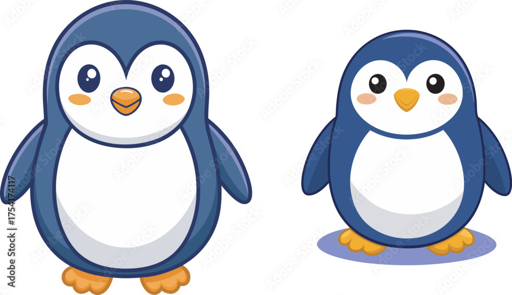 Fototapeta premium Adorable Cartoon Penguin Duo A Delightful and Playful Illustration for Children and Penguin Enthusiasts