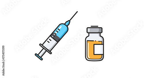 Medical Injection and Vaccine Vial A Simple Graphic for Healthcare Concepts