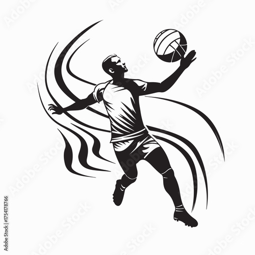 Volleyball Player in Action Motion Logo Vector on white background