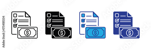 Checklist and money icon, representing financial planning, budgeting, and expense tracking, isolated on transparent background