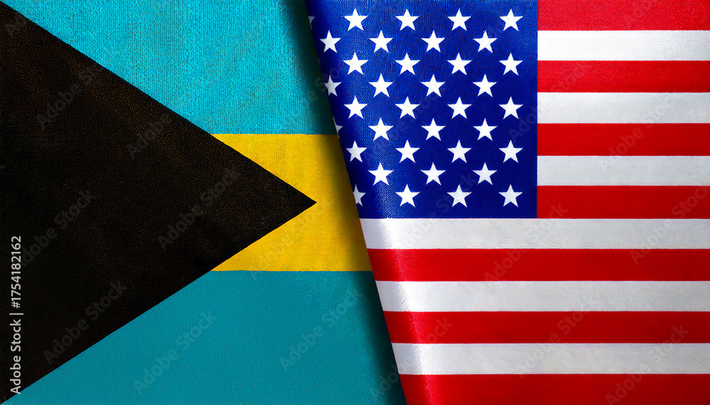 Fototapeta premium アメリカの国旗とバハマの国旗(USA Flag & Bahamas flag.) 