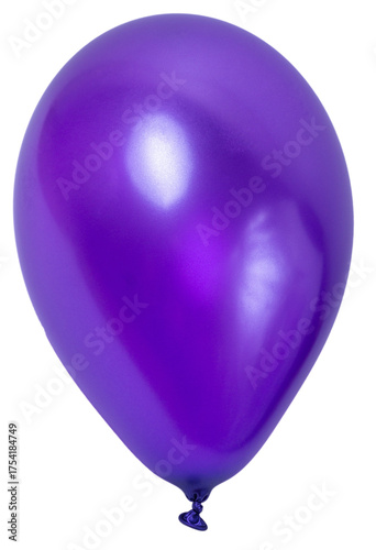 Isolated inflated purple balloon on a white background
