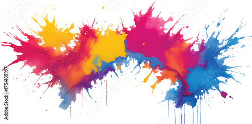 Abstract rainbow watercolor splash background with vivid colorful brush strokes and paint splatter texture for artistic design, modern creative layout, and aquarelle decorative pattern