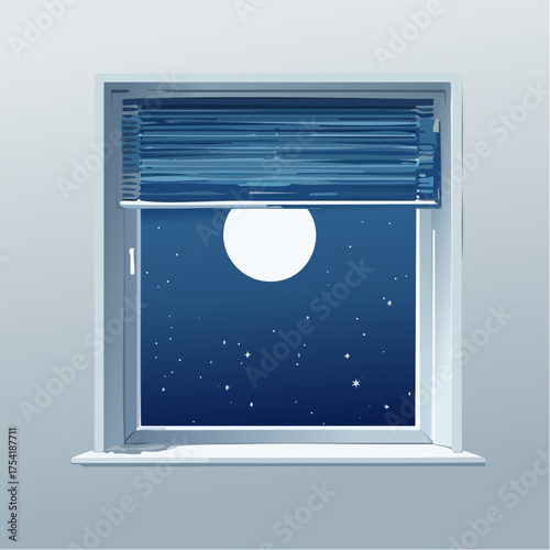 Minimal Moonlight Window Night Vector Illustration