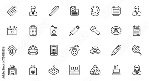 Mega pack of universal thin line icons for web, mobile apps, and business. Pictogram collection with symbols for finance, security, office, user interface, and science concepts.