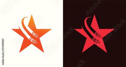 Cable Star Logo Set Network Connection and Technology Icons

