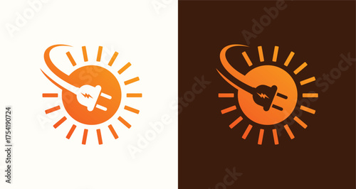 Solar Plug Sun Energy Electric Power Logo

