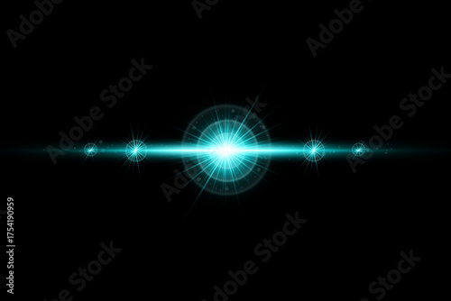 light flare special effect in dark black background