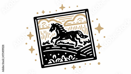 Elegant running horse illustration evokes dreams of freedom and wild landscapes