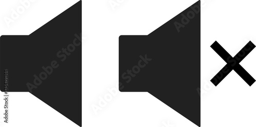 volume and mute volume icon set. Sound or volume on off symbol