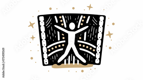 Mystical figure celebrates life, freedom and individuality in a hand drawn artistic style