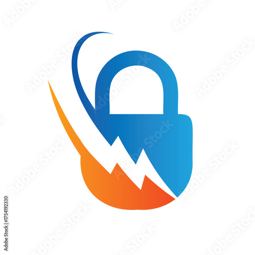 Electric Padlock Shield with Lightning Swoosh Logo

