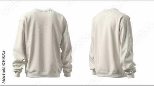 Plain cotton sweatshirt with ribbed cuffs, neutral tone, isolated on white, high-resolution.