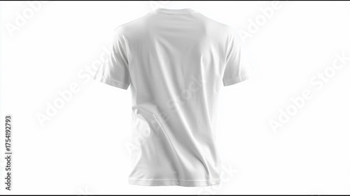 Plain white crew-neck t-shirt isolated on white background, soft studio lighting, front view.
