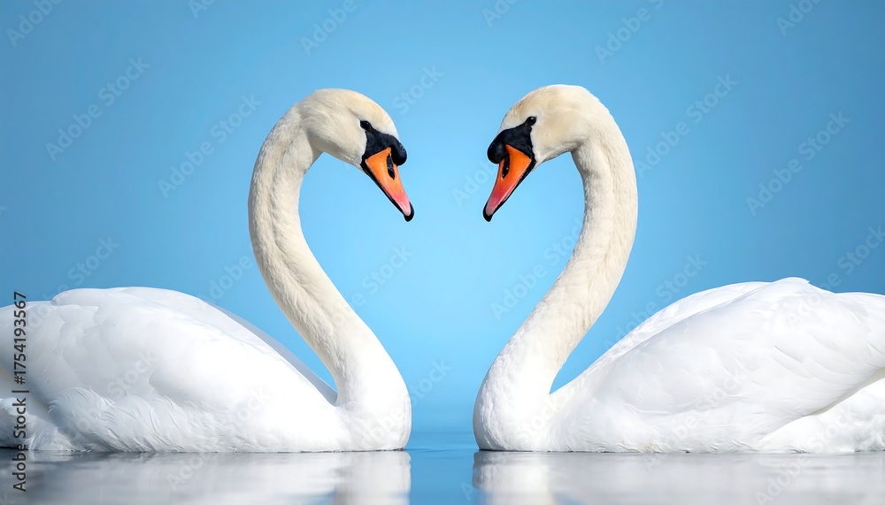 Fototapeta premium Two swans in heart shape