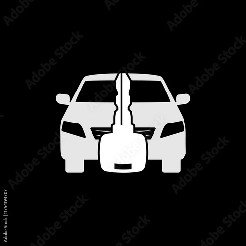 Car rental sign icon isolated on black background