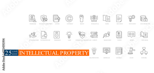 intellectual property outline icon sheet