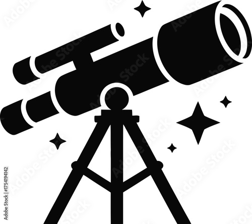 Man observing the night sky with a telescope astronomy silhouette