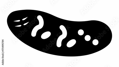 Bold stylized mitochondria cell graphic, ideal for educational science presentations and biology resources