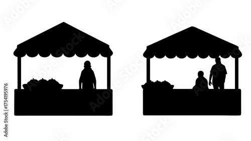 Farmers market silhouettes offering fresh produce and community connection for local shoppers