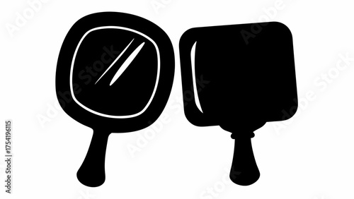 Elegant hand mirrors for beauty and grooming, perfect for cosmetics and self care design elements