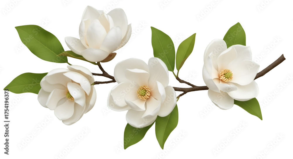 Obraz premium White Magnolia Flowers on a Branch