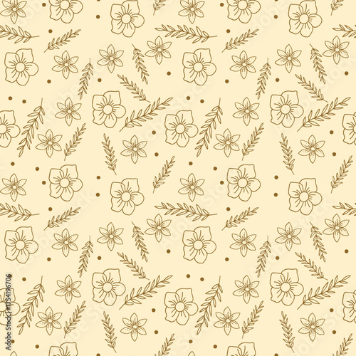 Elegant seamless floral pattern in hand drawn style. perfect for coloring pages, fabric design, wrapping paper, wallpaper, stationery, and minimalist backgrounds.