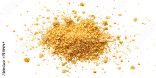 Golden Graham Cracker Crumbs on Black Background Perfect for Dessert Topping or Baking Ingredient Macro Food Photography