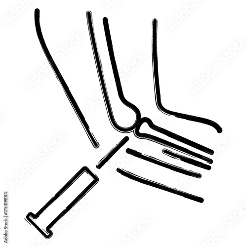 meniscal icon, brush strokes, vector illustration on white background.