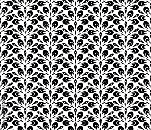 Flower geometric pattern. Seamless vector background. White and black ornament.