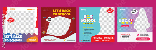 Back to school social media post. Colorful social media template. Trendy editable social media template
