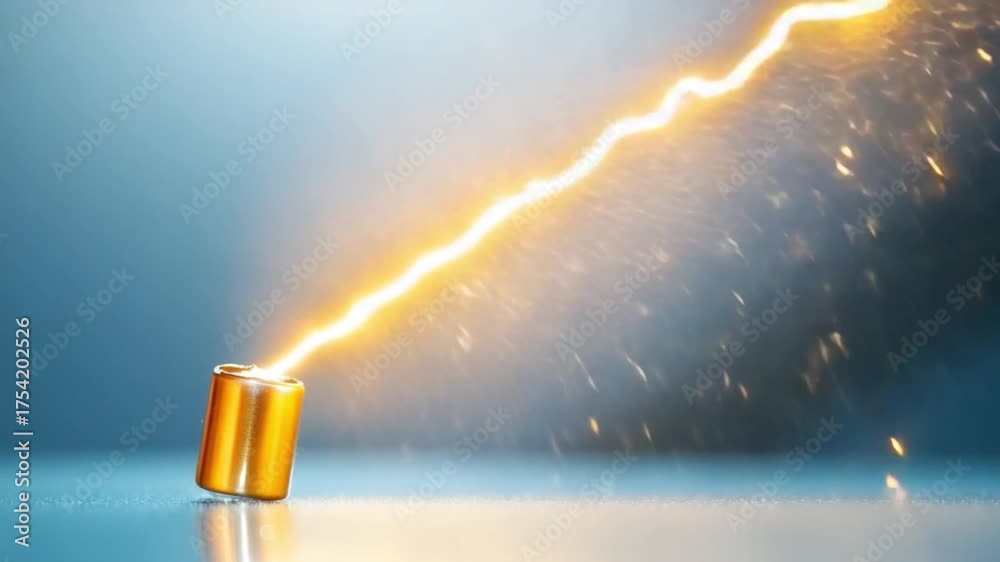 Energy Surge: A single battery sparks with dynamic energy, the ...