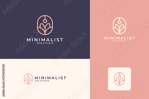 Floral ornament logo icon. Abstract beauty flower logo design.