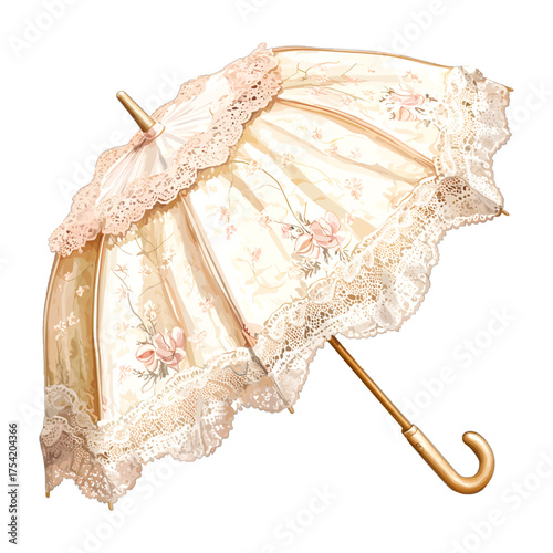 Carta da parati Watercolor Lace Parasol Umbrella Clipart