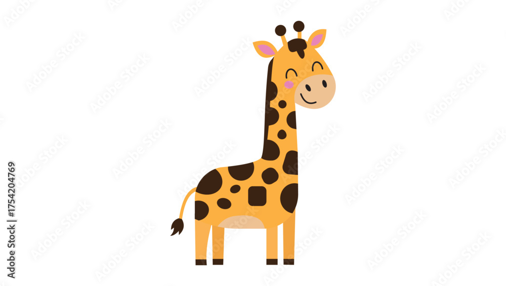 Fototapeta premium Cute Giraffe Vector – Safari Animal Cartoon Design