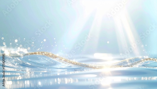 水の波と金の輝き：白金のリフレクションと清涼感のある背景Generated image