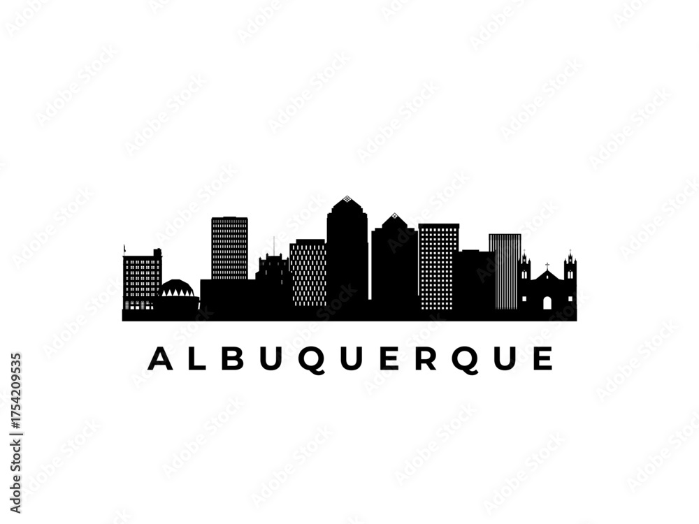 Naklejka premium Vector Albuquerque skyline. Travel Albuquerque famous landmarks. Business and tourism concept for presentation, banner, web site.