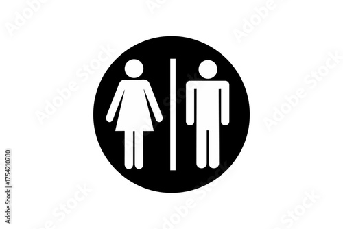 man and woman black and white toilet sign 