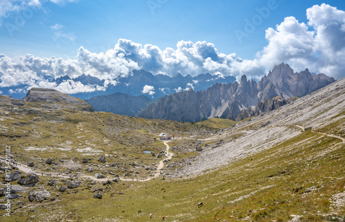 Landscape of Tre Cime di Levaredo - Three Peaks of Lavaredo in the Dolomites, Italy

