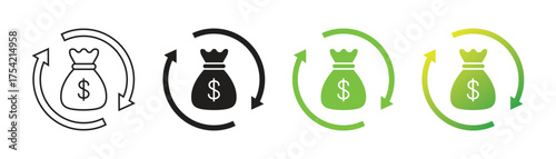 Cash flow icon collection. Invest or reinvest on a white background. Vector illustration