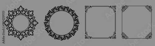 Fotografie Set of decorative frames Elegant vector element for design in Eastern style, place for text