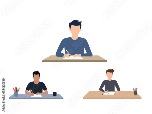 Vector of person writing on paper