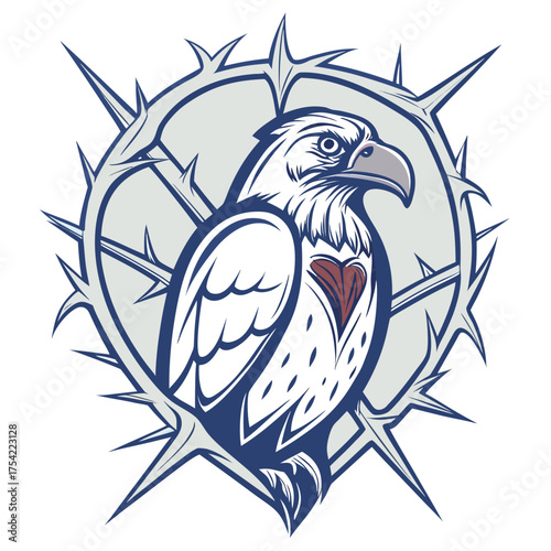 Eagle with heart and thorns