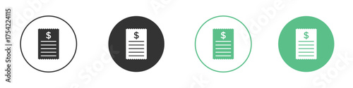 Payment receipt icon element for designs