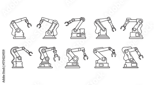 Vector art of robotic arm isolated