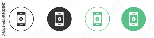 Mobile banking icon element for designs